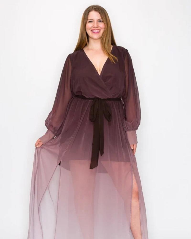 Plus size chiffon wrap hot sale dress